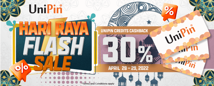 Raya FLASH SALE-30% Cashback of UniPin Credits! (MY)